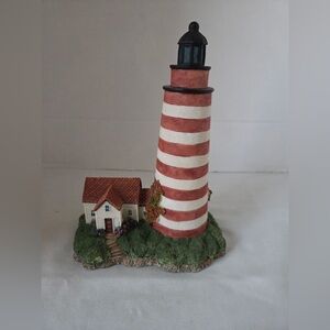 West Quoddy Head Lighthouse Figurine Red Nautical
